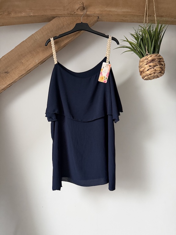 Débardeur léger - bretelles en cordes avec fils dorés – Image 3