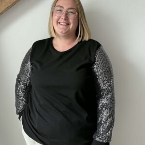 Haut fête manche sequin