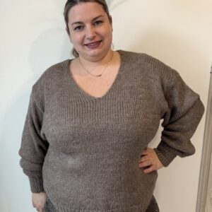 Pull maille crochet détails dentelle